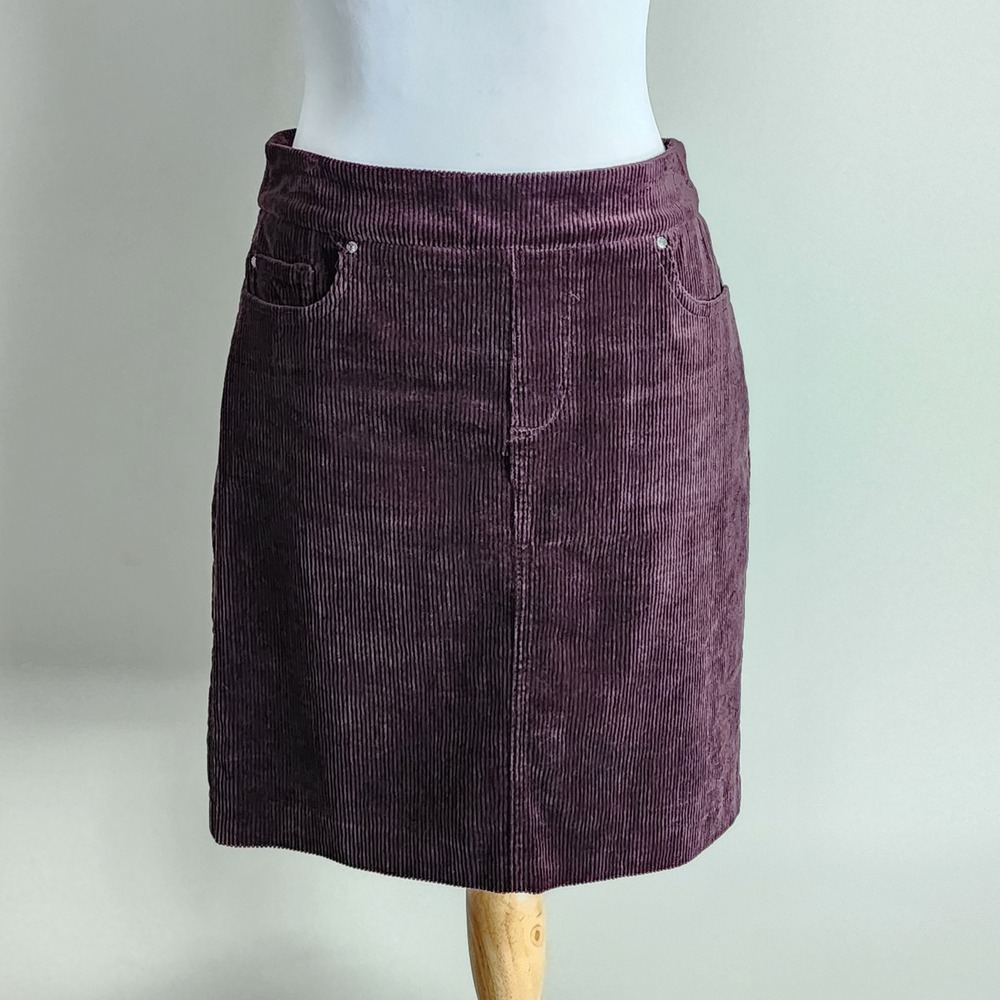 Corduroy Mini Skirt Womens 4 Aubergine Stretch Boho Earthy Preppy 90s Academia